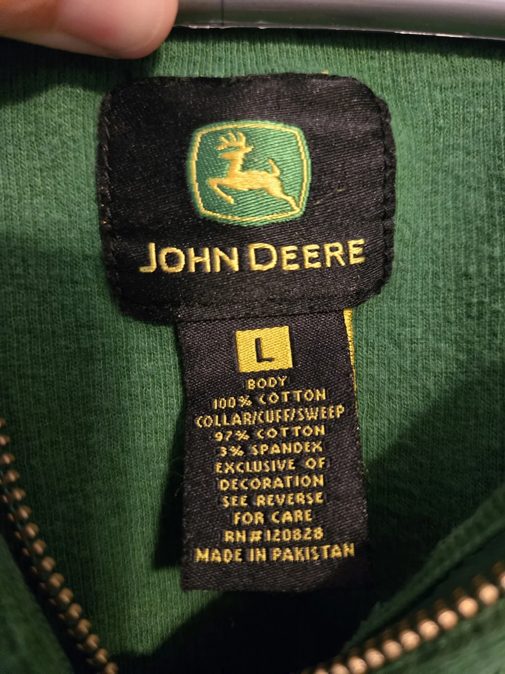Vintage John Deere Green Quarter-Zip Pullover Sweater